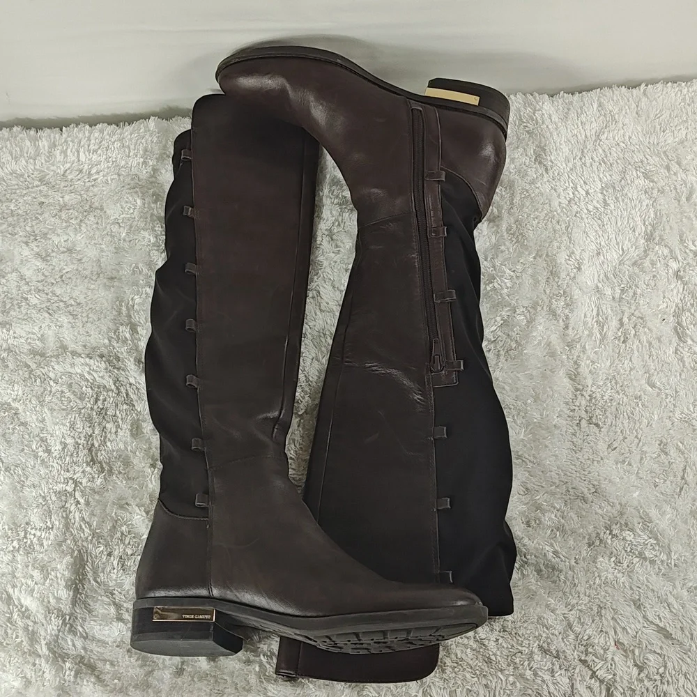 Vince Camuto Knee High Lace up Brown Leather Boots without Laces Women size 7 - Picture 7 of 12